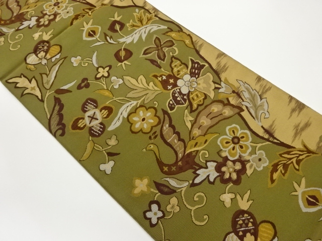 JAPANESE FUKURO OBI / WOVEN FLOWER ARABESQUE